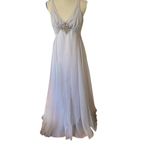 Jack Bryan vintage 1960s Gray Gown with Jeweled Bodice and Cape - Picture 1 of 13